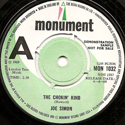 THE CHOKIN' KIND, JOE SIMON, MONUMENT D - Northern Soul ...